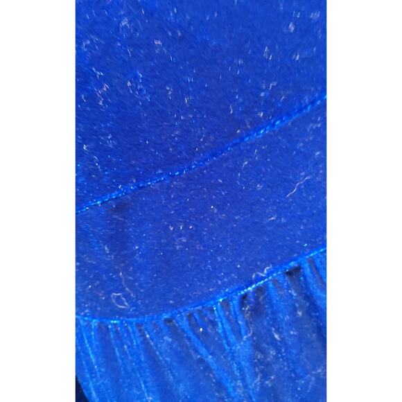 NWT Velvet sapphire blue tiered midi holiday dress elegant balloon sleeve sz L - Picture 9 of 11